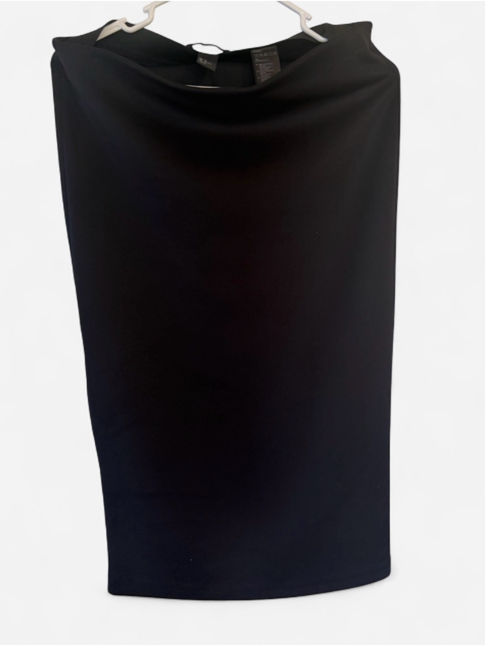 H&M Black Satin Midi Skirt Back Slit Zipper Size 14